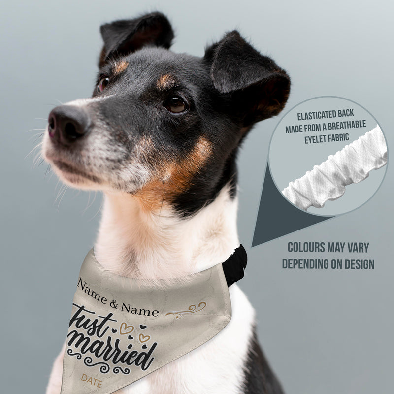 Just Married - Marble - Custom Personalised Dog Bandana - 4 Sizes