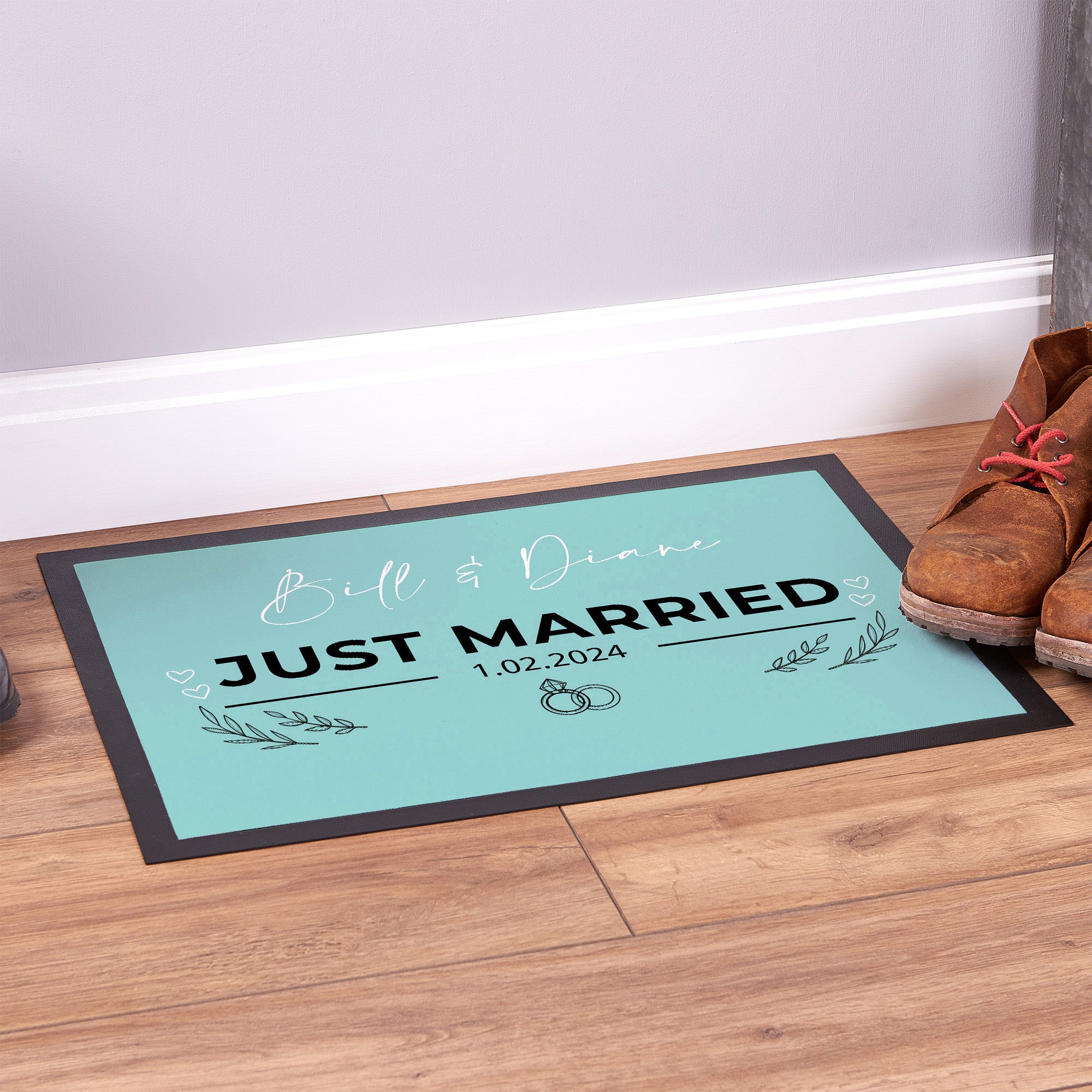 Just Married - Any Colour - Personalised Door Mat - 60cm x 40cm