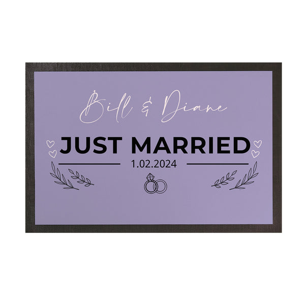 Just Married - Any Colour - Personalised Door Mat - 60cm x 40cm