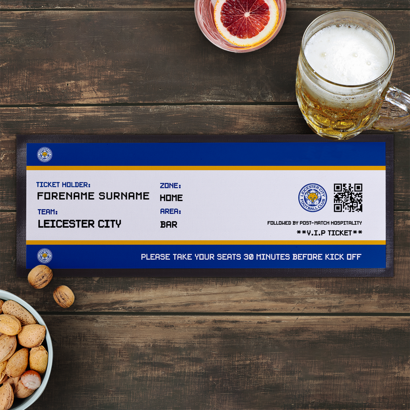 Leicester City FC - Football Ticket Personalised Bar Runner - Officially Licenced