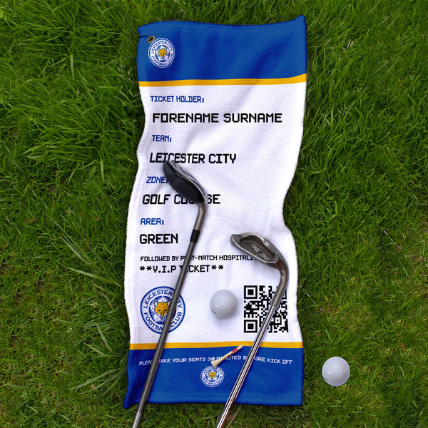 Leicester City FC - Ticket - Name and Number Lightweight, Microfibre Golf Towel - Officially Licenced