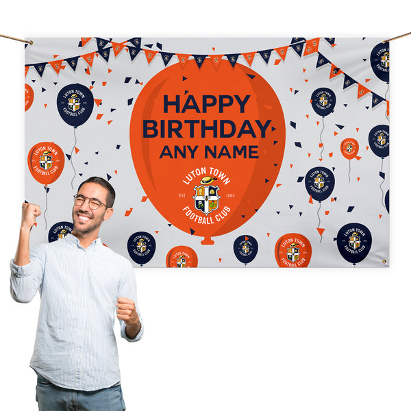Luton Town - Personalised Balloons 5ft x 3ft Fabric Banner - Officially Licenced