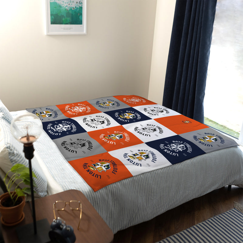 Luton Town FC - Chequered Fleece Blanket - Officially Licenced