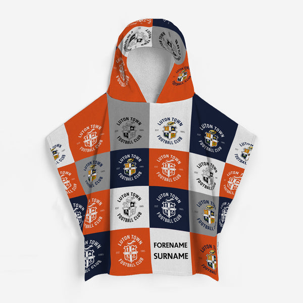 Luton Town FC - Chequered Kids Hooded Lightweight, Microfibre Towel - Officially Licenced
