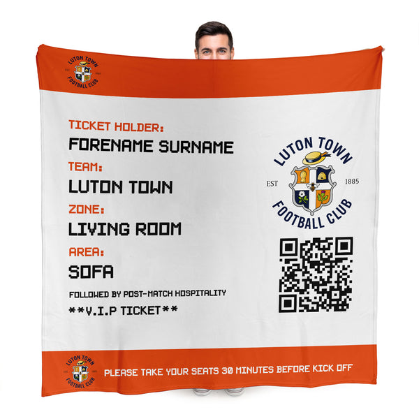 Luton Town FC - Football Ticket Fleece Blanket - Officially Licenced
