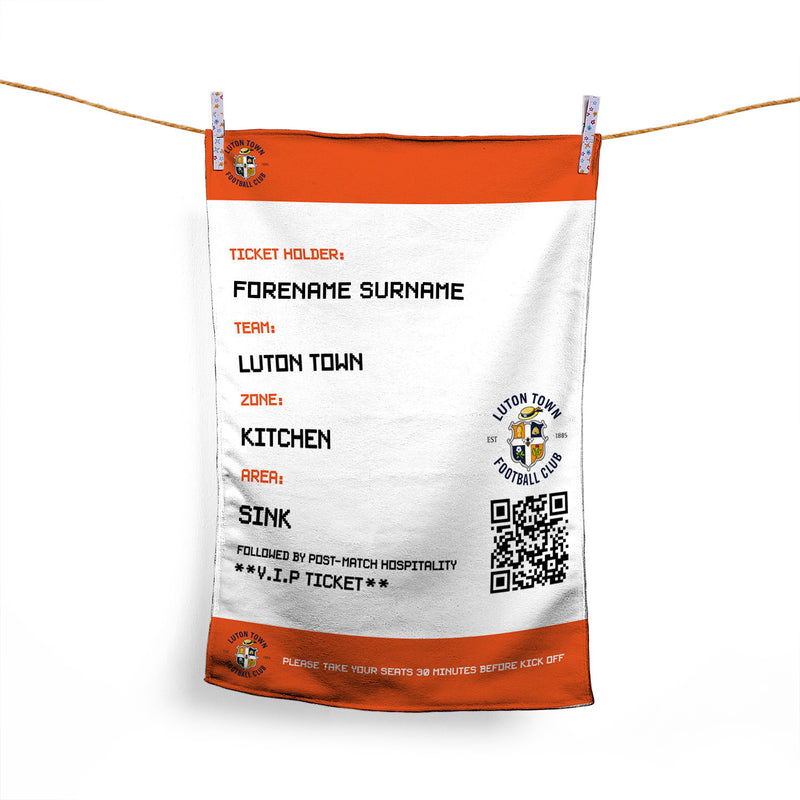 Luton Town FC - Ticket - Fathers Day Personalised Lightweight, Microfibre Tea Towel - Officially Licenced