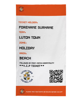 Luton Town - Ticket Personalised Lightweight, Microfibre Beach Towel - 150cm x 75cm - Officially Licenced