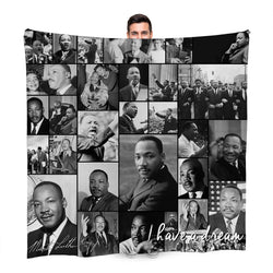 Martin Luther King Montage Celebrity Fleece Throw - Large Size 150cm X 150cm
