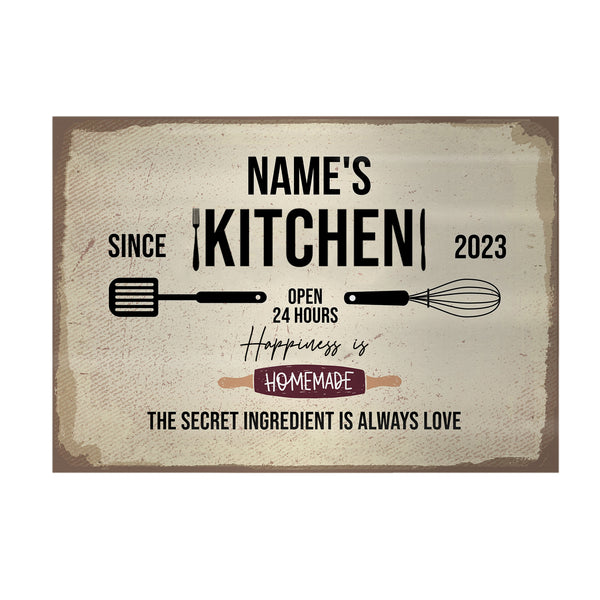 Personalised Kitchen - A4 Metal Sign Plaque - Frame Options Available