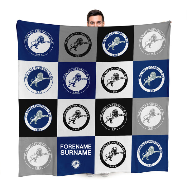 Millwall FC - Chequered Fleece Blanket - Officially Licenced