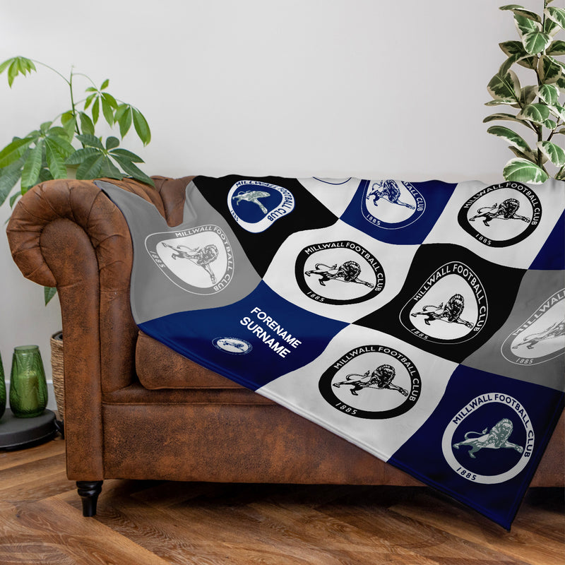 Millwall FC - Chequered Fleece Blanket - Officially Licenced