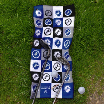 Millwall FC - Chequered - Name and Number Lightweight, Microfibre Golf Towel - Officially Licenced