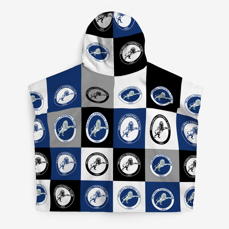 Millwall FC - Chequered Kids Hooded Lightweight, Microfibre Towel - Officially Licenced