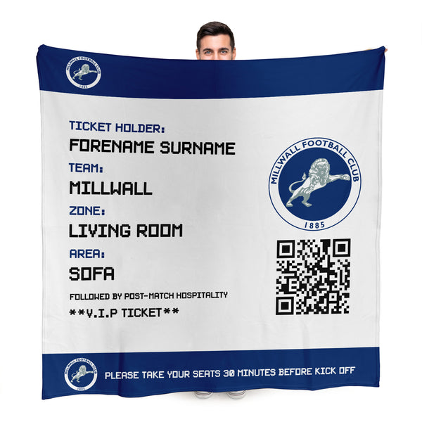 Millwall FC - Football Ticket Fleece Blanket - Officially Licenced