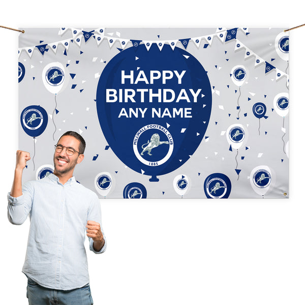 Millwall - Personalised Balloons 5ft x 3ft Fabric Banner - Officially Licenced