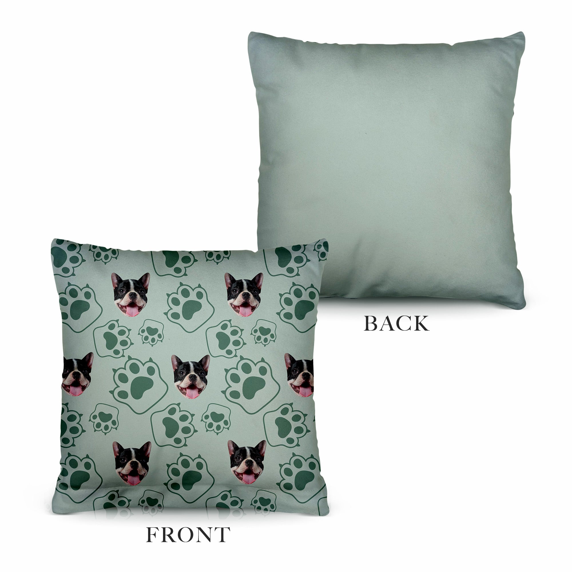 Pet Pattern - Minty Paws Print - 26cm x 26cm - Personalised Cushion