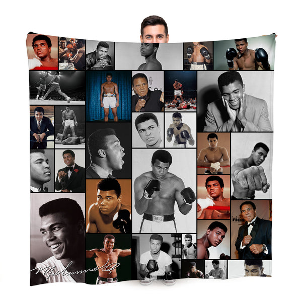 Muhammad Ali Montage Celebrity Fleece Throw - Large Size 150cm X 150cm