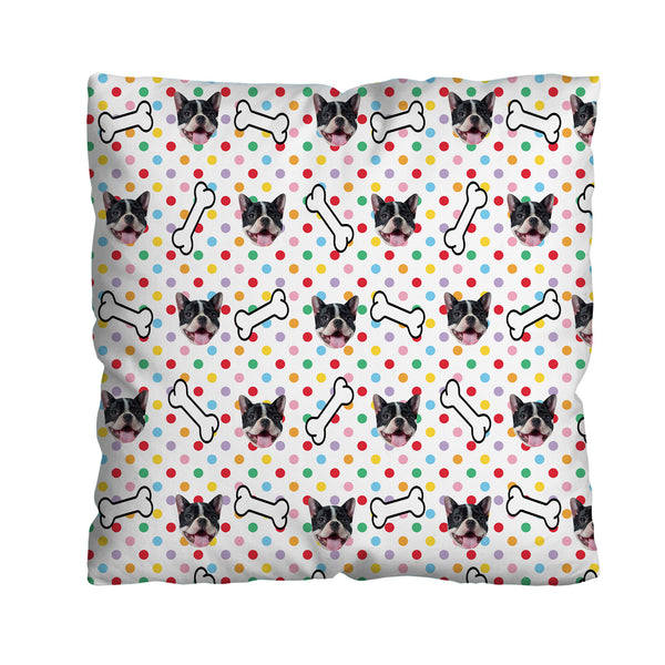 Pet Pattern - Multicoloured Polka Dot & Bones - 45cm Cushion
