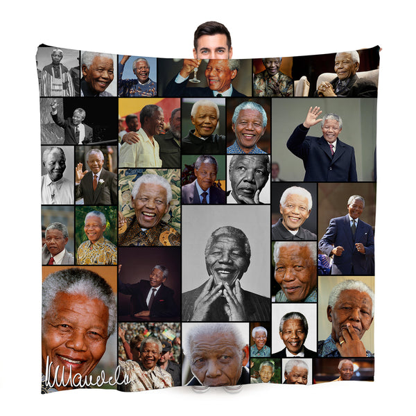 Nelson Mandela Montage Celebrity Fleece Throw - Large Size 150cm x 150cm