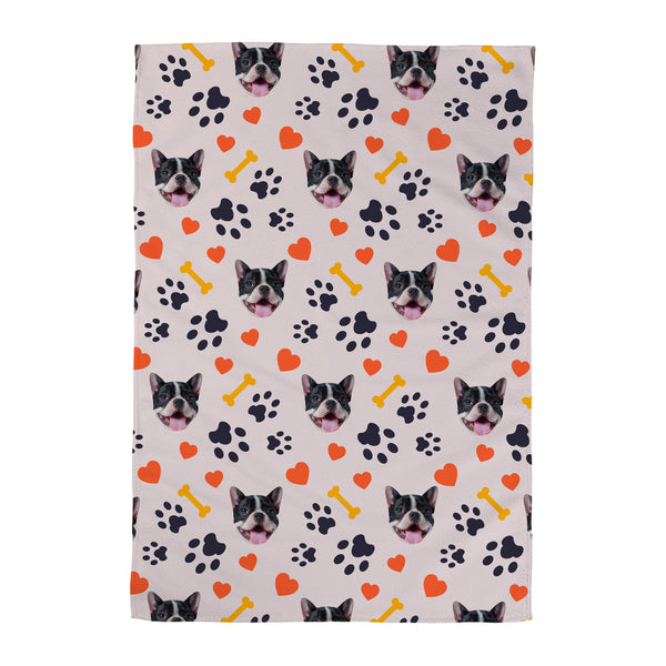 Pet Pattern - Neutral Paws & Bones - Personalised Lightweight, Microfibre Tea Towel