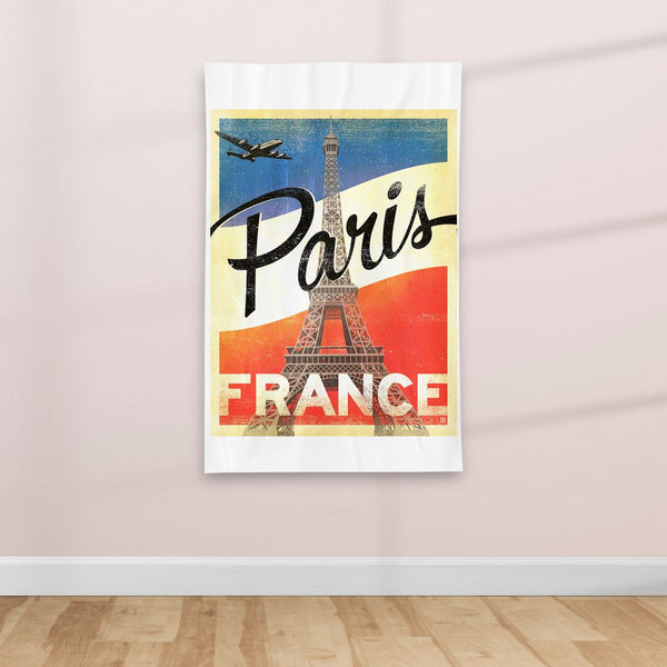 Paris France - Vintage Travel poster - Textile Poster
