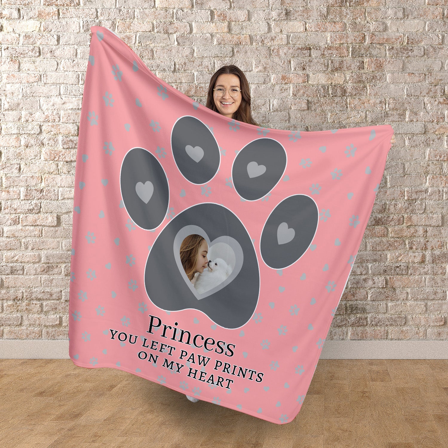 Photo Paw - Choose Your Colour - Personlised Memory Fleece Blanket 150cm X 150cm