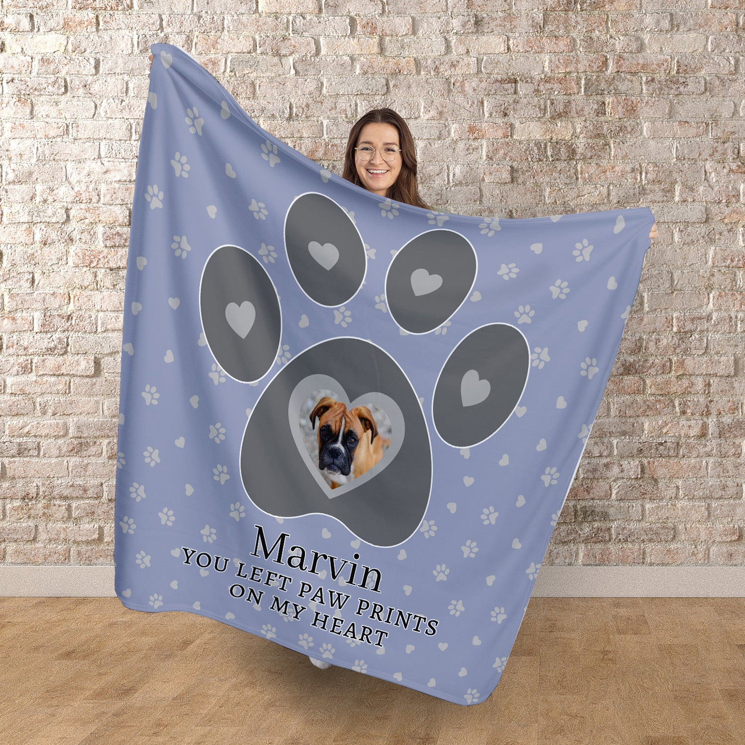 Photo Paw - Choose Your Colour - Personlised Memory Fleece Blanket 150cm X 150cm