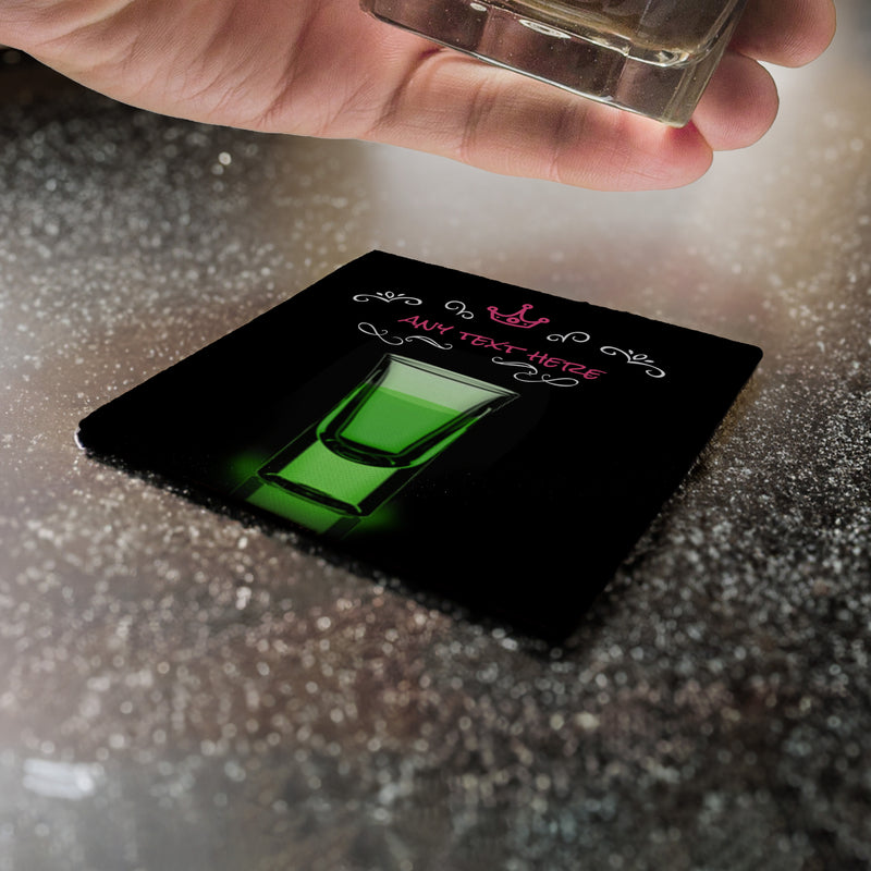 Personalised Green Shot - Drinks Coaster - Round or Square