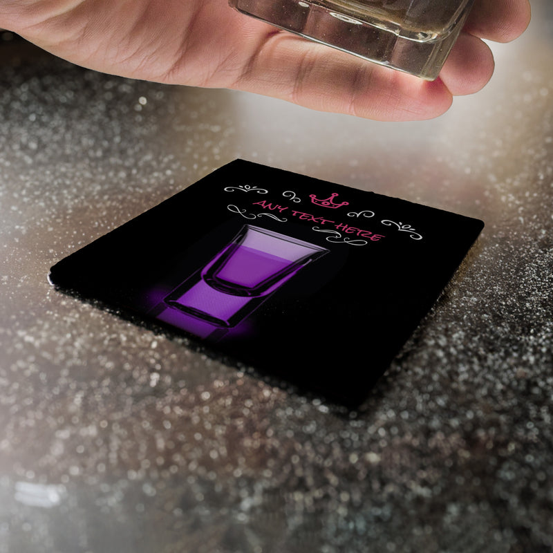 Personalised Purple Shot - Drinks Coaster - Round or Square