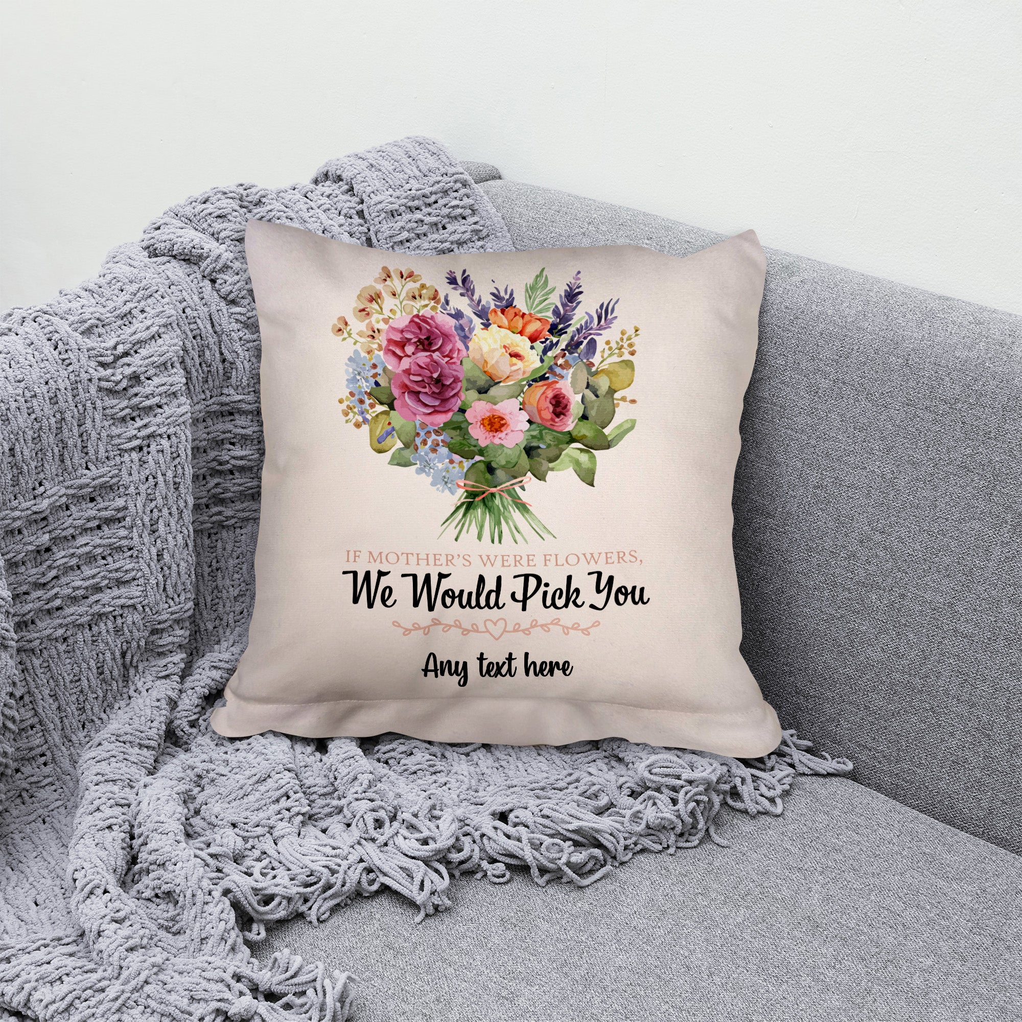 Flowers - I'd pick you - 26cm x 26cm - Personalised Cushion