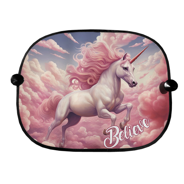 Pink Unicorn - Believe - Car Sun Shade - Set of 2