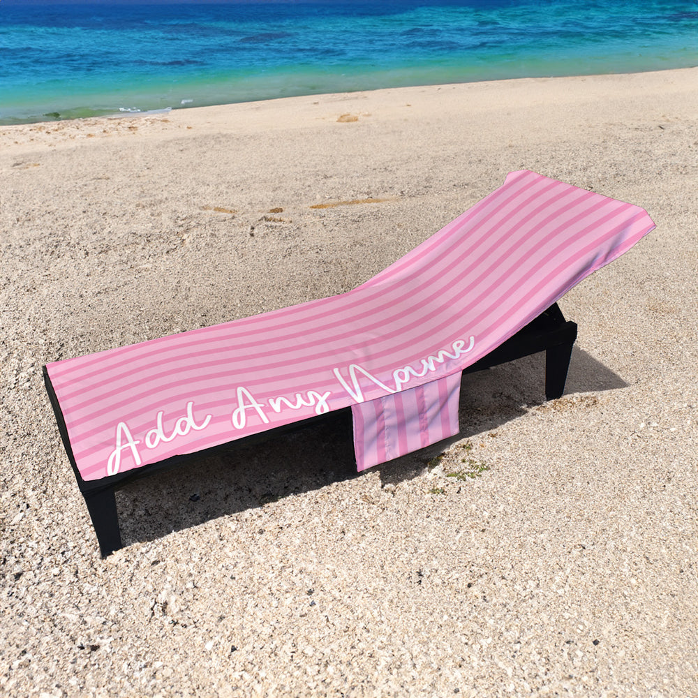 Colorful Sun Lounger Towel With Pockets Pink Striped Beach Sun Bed