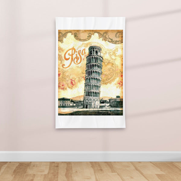 The Tower of Pisa - Vintage Travel poster - Textile Poster