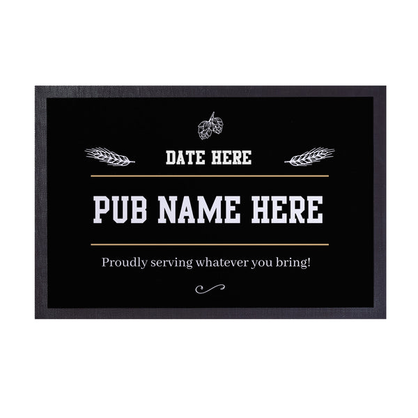 Your Pub - Proudly Serving - Personalised Door Mat - 60cm x 40cm