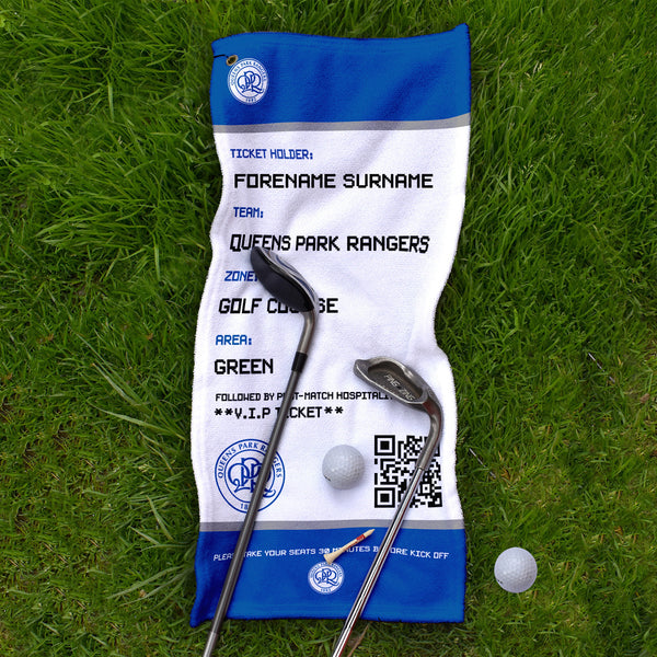 Queens Park Rangers FC - Ticket - Name and Number Lightweight, Microfibre Golf Towel - Officially Licenced
