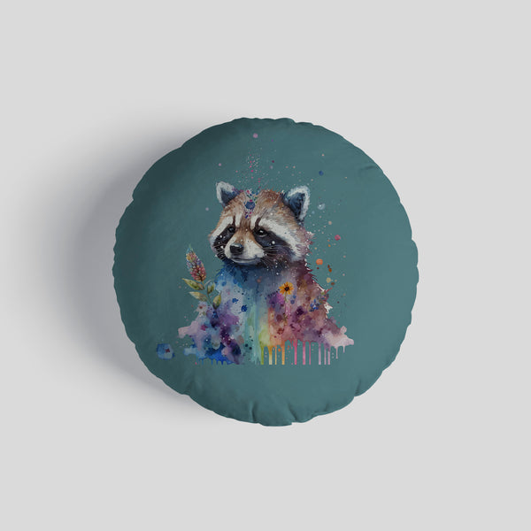 Watercolour Raccoon 14" Round Throw Cushion