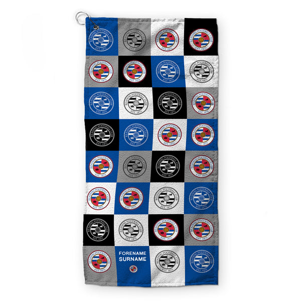 Reading FC - Chequered - Name and Number Lightweight, Microfibre Golf Towel - Officially Licenced