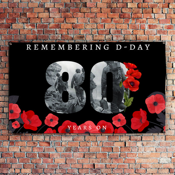 Remembering D-Day 80 Years Poppies | Banner - 5ft x 3ft