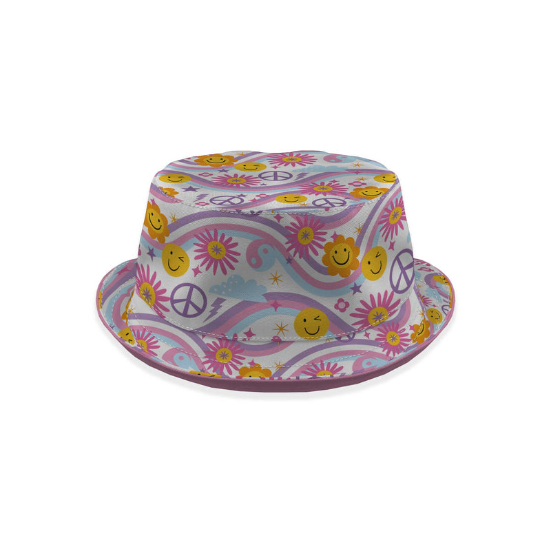 Retro Style Florals & Smileys Bucket Hat