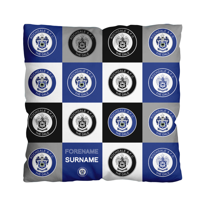 Rochdale FC - Chequered 45cm Cushion - Officially Licenced