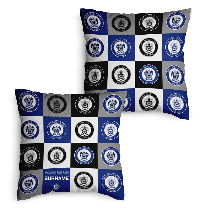 Rochdale FC - Chequered 45cm Cushion - Officially Licenced