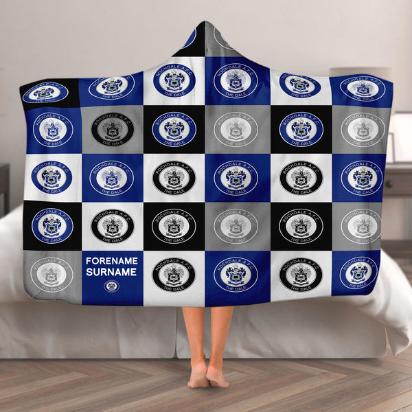 Rochdale FC - Chequered Adult Hooded Fleece Blanket - Officially Licenced