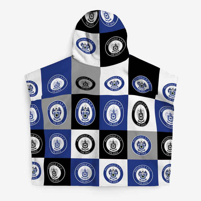 Rochdale FC - Chequered Kids Hooded Lightweight, Microfibre Towel - Officially Licenced