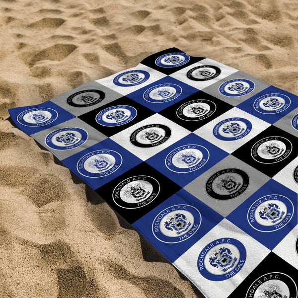 Rochdale Chequered - Personalised Beach Lightweight, Microfibre Towel - 150cm x 75cm - Officially Licenced