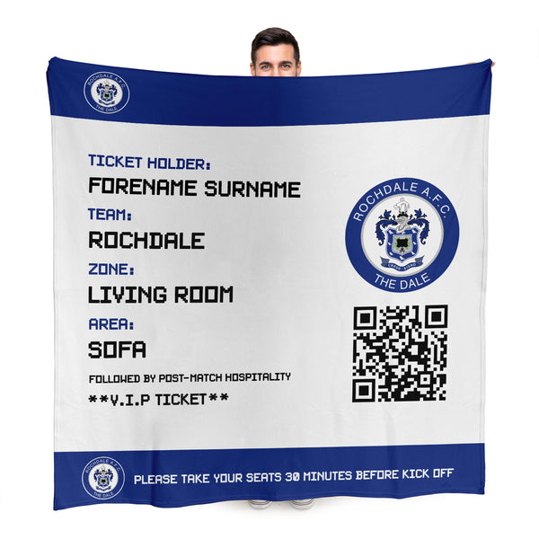 Rochdale FC - Football Ticket Fleece Blanket - Officially Licenced