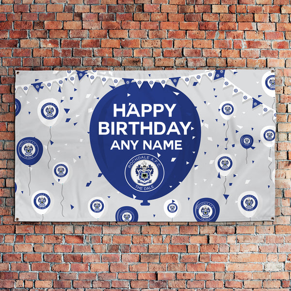 Rochdale - Personalised Balloons 5ft x 3ft Fabric Banner - Officially Licenced