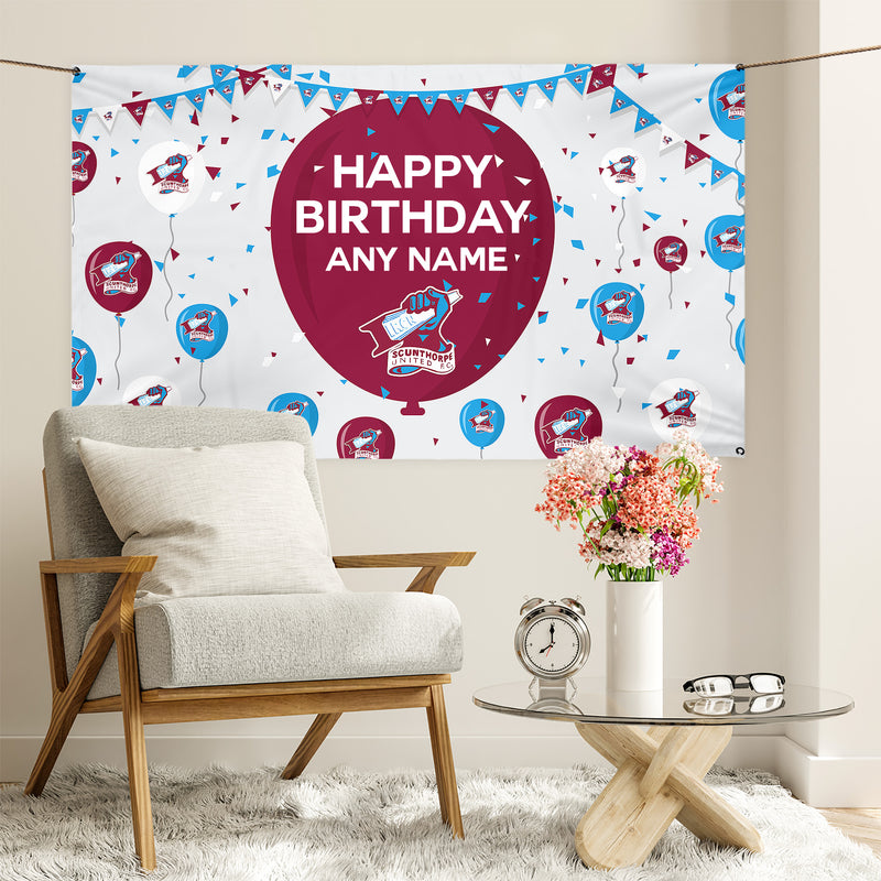 Scunthorpe United  - Personalised Balloons 5ft x 3ft Fabric Banner - Officially Licenced