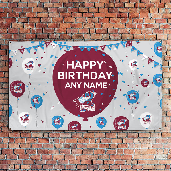 Scunthorpe United  - Personalised Balloons 5ft x 3ft Fabric Banner - Officially Licenced