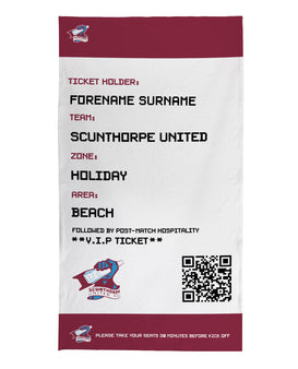 Scunthorpe United - Ticket Personalised Lightweight, Microfibre Beach Towel - 150cm x 75cm - Officially Licenced