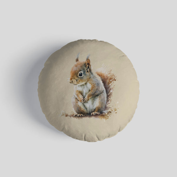Watercolour Squirrel 14" Round Throw Cushion